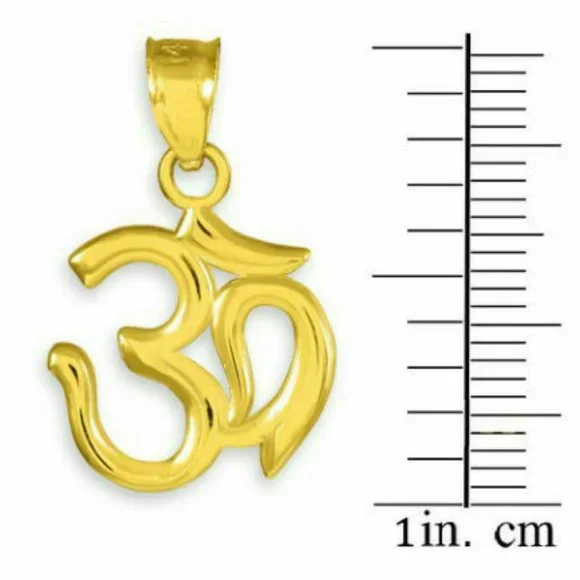 10K Solid Gold Om Ohm Pendant Charm - Yellow, Rose, or White Yoga symbol